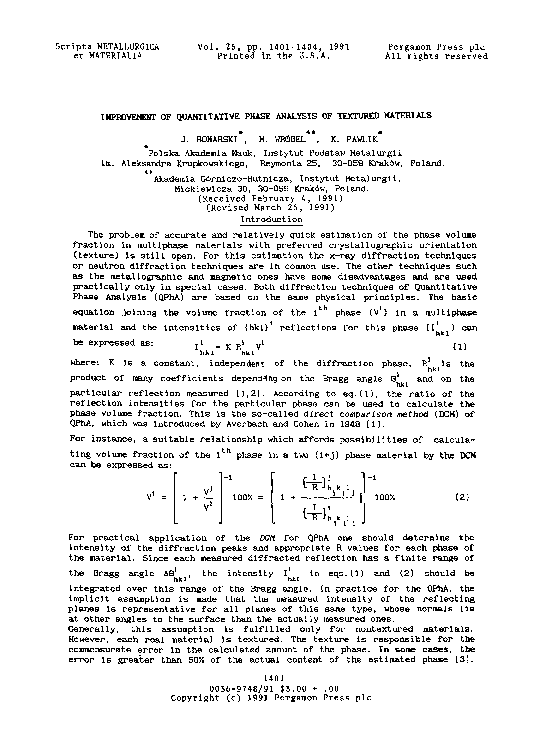 (PDF) Improvement of quantitative phase analysis of textured materials