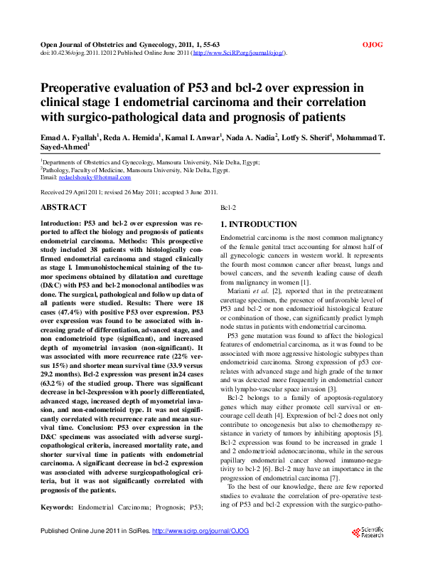 (PDF) Preoperative evaluation of P53 and bcl-2 over expression in ...