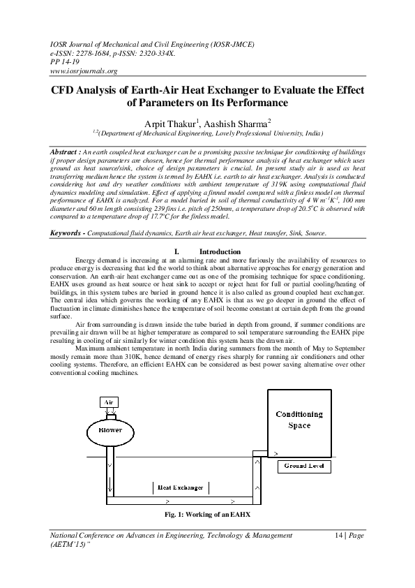 (PDF) CFD Analysis of Earth-Air Heat Exchanger to Evaluate the Effect ...