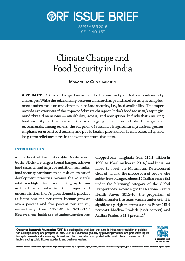 (PDF) Climate change and food security in India