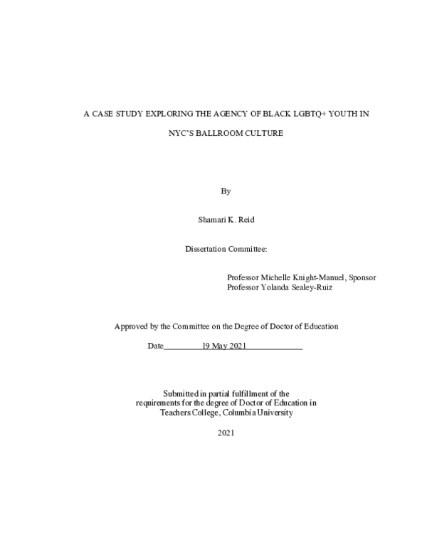 (PDF) A Case Study Exploring the Agency of Black LGBTQ+ Youth in NYC's ...
