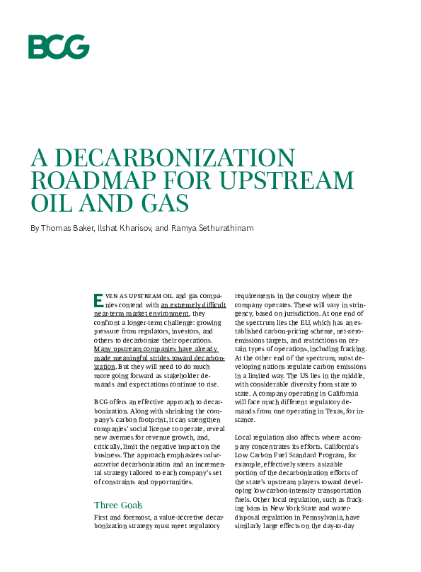 (PDF) A Decarbonization Roadmap for Upstream Oil and Gas
