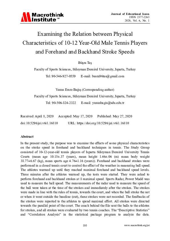(PDF) Examining the Relation between Physical Characteristics of 10-12 ...