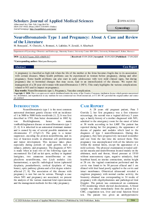 (PDF) Neurofibromatosis Type 1 and Pregnancy: About A Case and Review ...