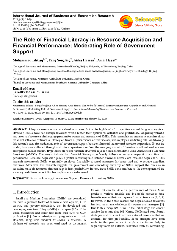 (PDF) The Role of Financial Literacy in Resource Acquisition and ...