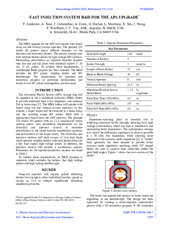 (PDF) Fast Injection System R&D for the Aps Upgrade