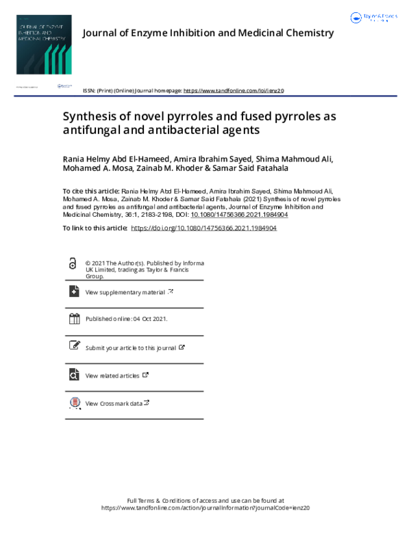 (PDF) Synthesis of novel pyrroles and fused pyrroles as antifungal and ...
