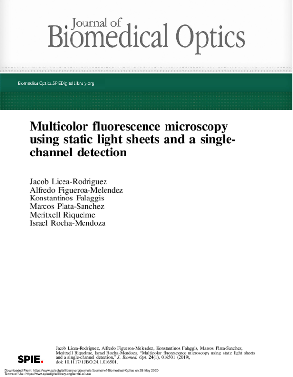 (PDF) Multicolor fluorescence microscopy using static light sheets and ...