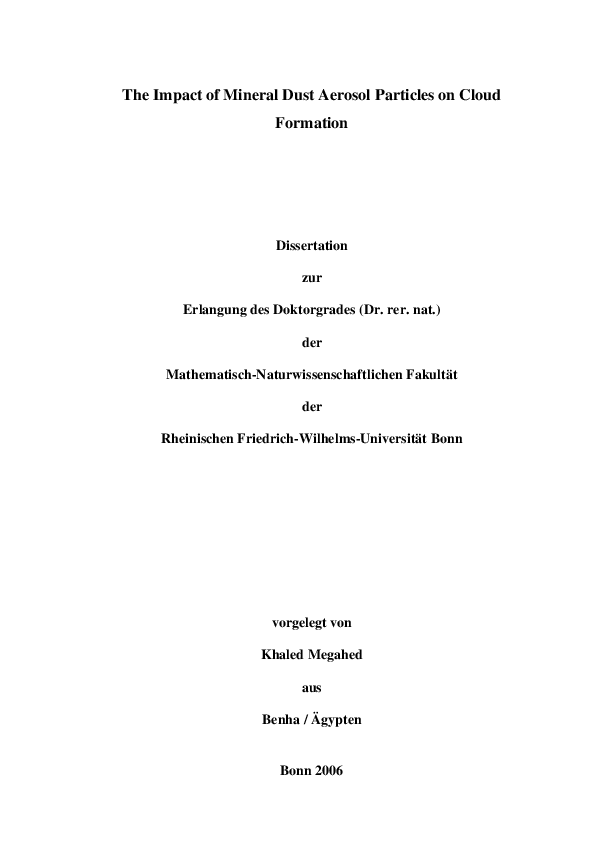 (PDF) The impact of mineral dust eerosol particles on cloud formation