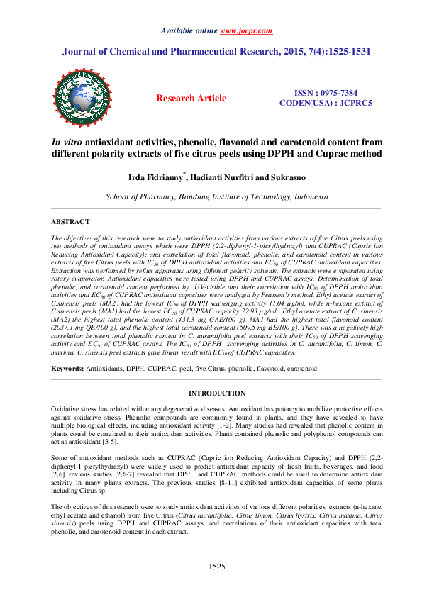 (PDF) In vitro antioxidant activities , phenolic , flavonoid and ...