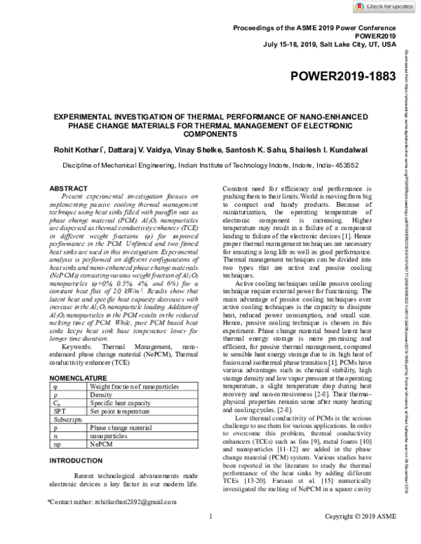 (PDF) Experimental Investigation of Thermal Performance of Nano ...