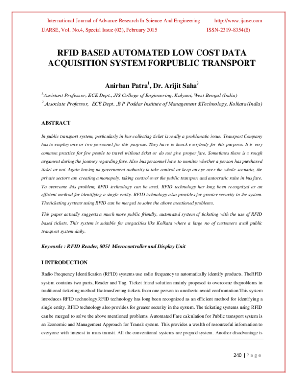 (PDF) RFID based automated low cost data acquisition system for public ...