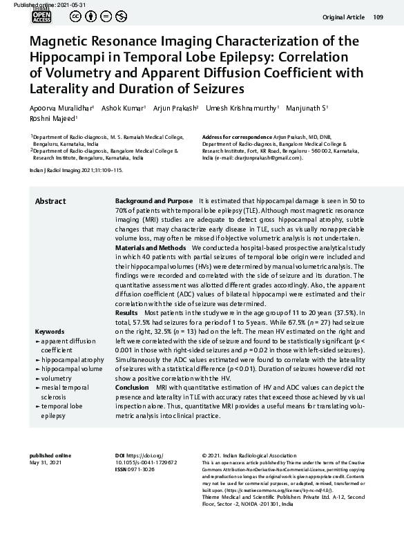 (PDF) Magnetic Resonance Imaging Characterization of the Hippocampi in ...