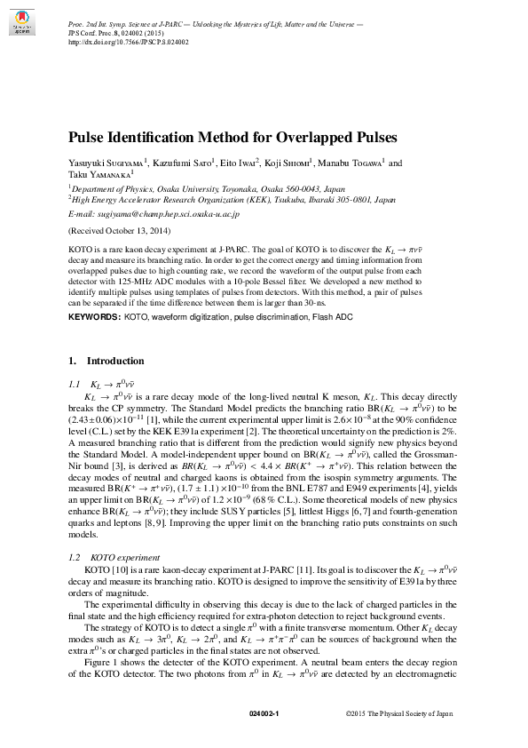 (PDF) Pulse Identification Method for Overlapped Pulses