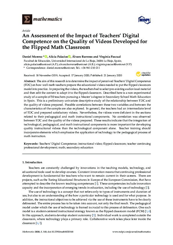 (PDF) An Assessment of the Impact of Teachers’ Digital Competence on ...