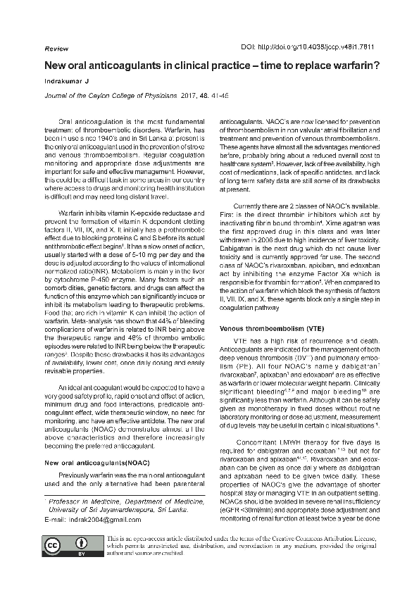 (PDF) New oral anticoagulants in clinical practice – time to replace ...
