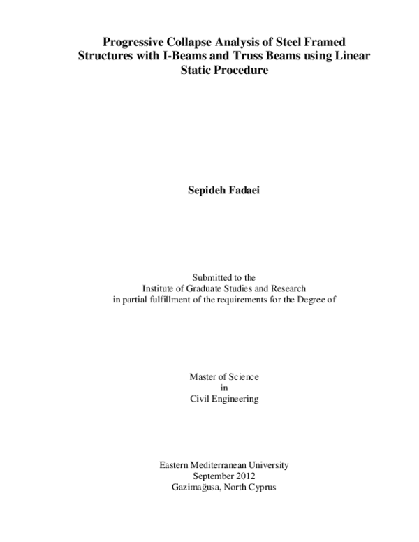 (PDF) Progressive Collapse Analysis of Steel Framed Structures with I ...