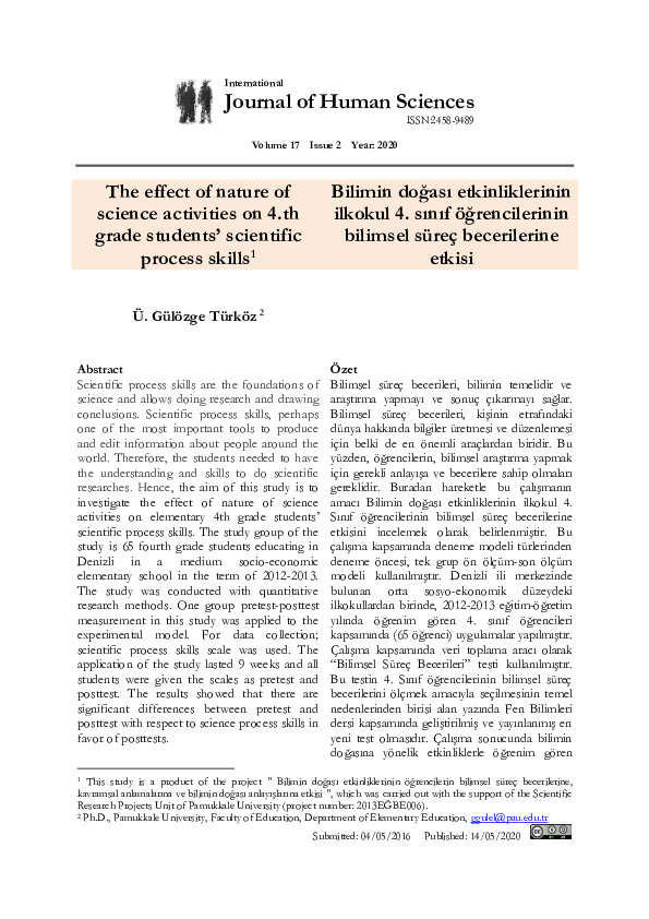 (PDF) The effect of nature of science activities on 4.th grade students ...