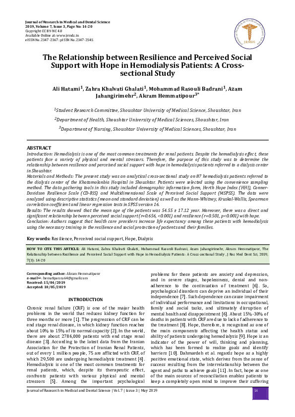 (PDF) The Relationship between Resilience and Perceived Social Support ...