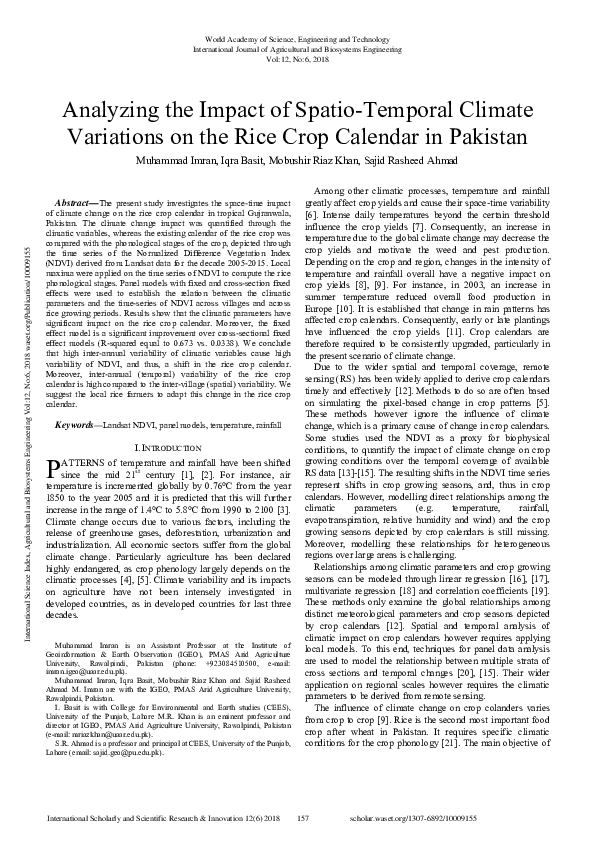 (PDF) Analyzing The Impact Of Spatio-Temporal Climate Variations On The ...