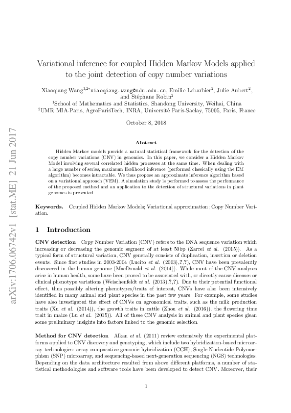 (PDF) Variational Inference for Coupled Hidden Markov Models Applied to ...