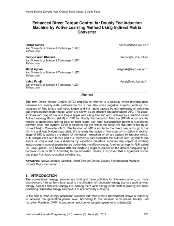 (PDF) Enhanced Direct Torque Control for Doubly Fed Induction Machine ...