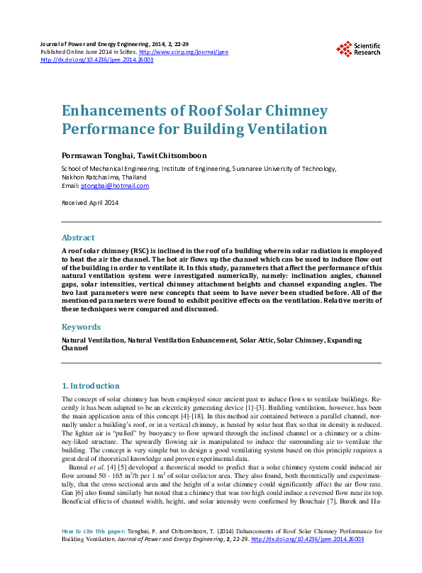(PDF) Enhancements of Roof Solar Chimney Performance for Building ...