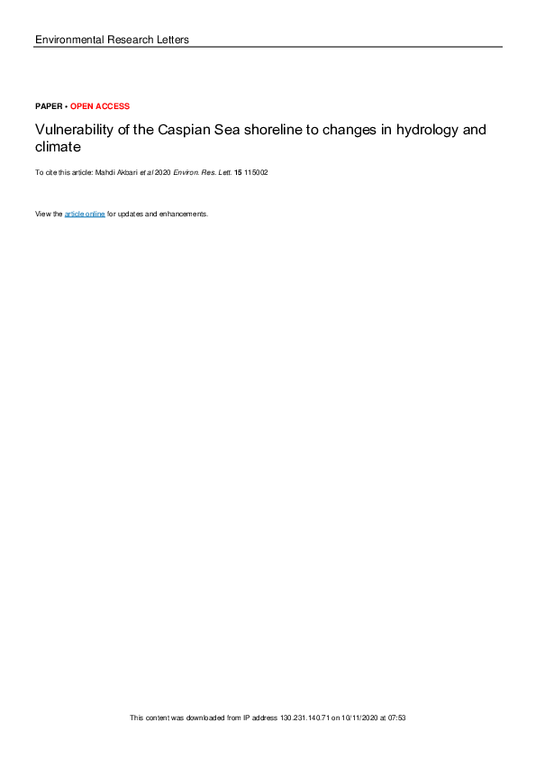 (PDF) Vulnerability of the Caspian Sea shoreline to changes in ...