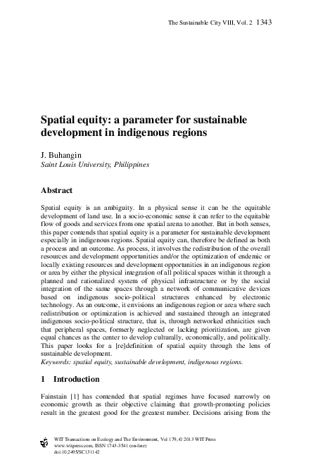 (PDF) Spatial equity: a parameter for sustainable development in ...