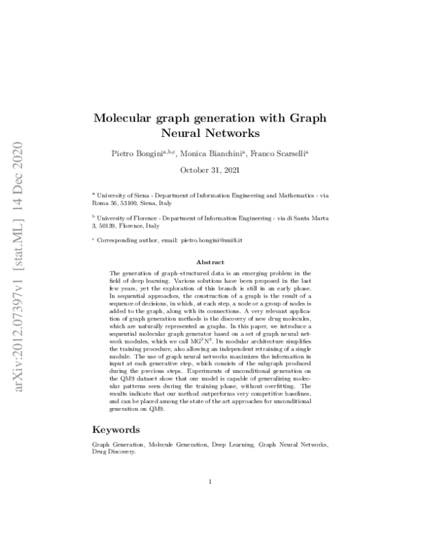 (PDF) Molecular graph generation with Graph Neural Networks