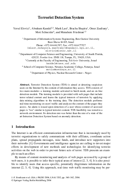 (PDF) Terrorist Detection System