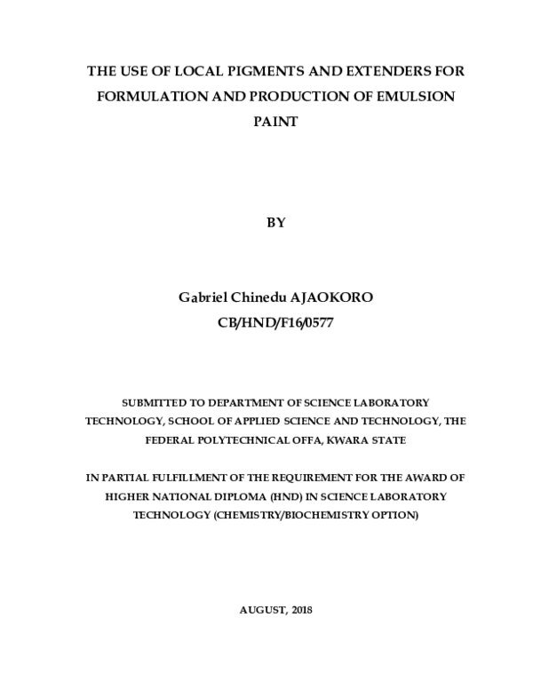 (DOC) THE USE OF LOCAL PIGMENTS AND EXTENDERS FOR FORMULATION AND