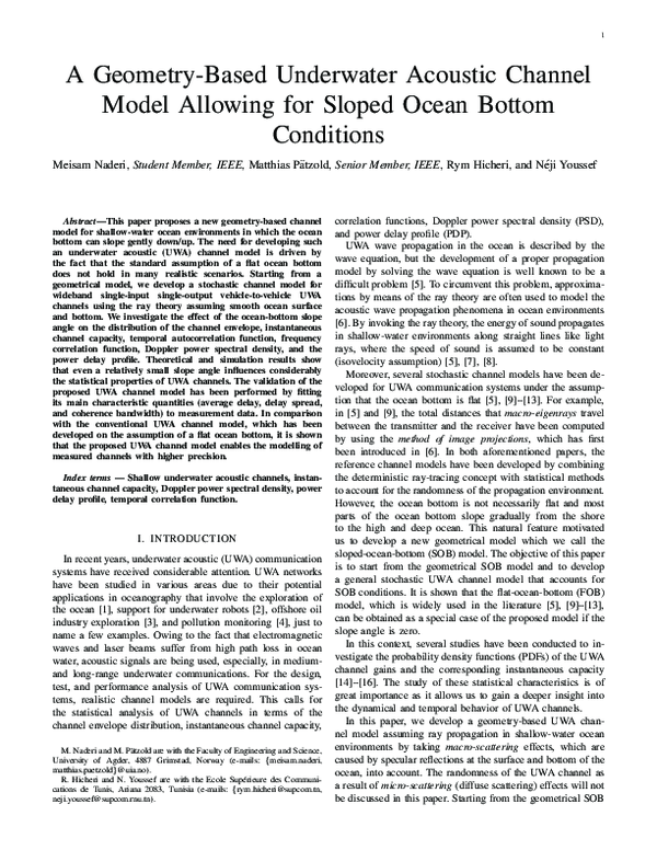 (PDF) Geometry-Based Model for Underwater Acoustic Channels