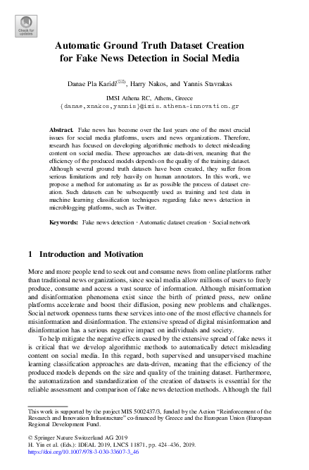 (PDF) Automatic ground truth dataset creation for fake news detection ...