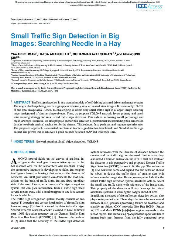 (PDF) Small Traffic Sign Detection in Big Images: Searching Needle in a Hay