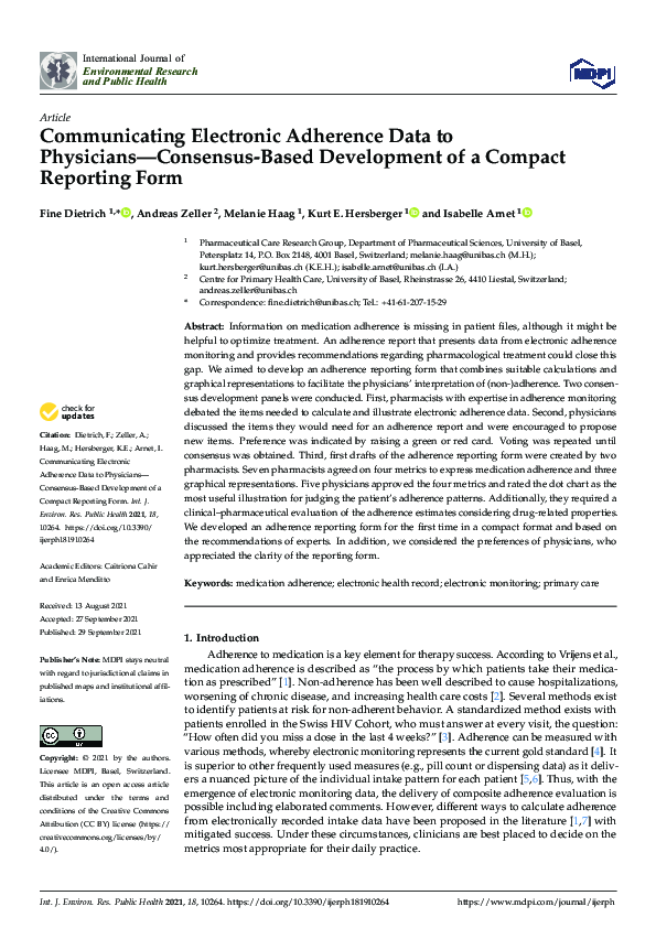 (PDF) Communicating Electronic Adherence Data to Physicians—Consensus ...