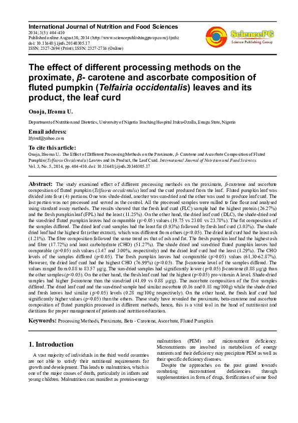 (PDF) The Effect of Different Processing Methods on the Proximate, β ...