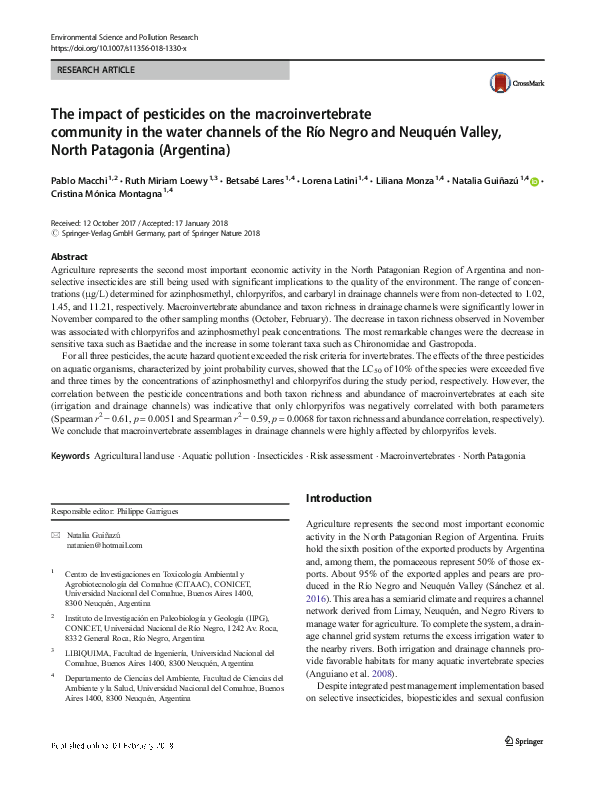 (PDF) The impact of pesticides on the macroinvertebrate community in ...