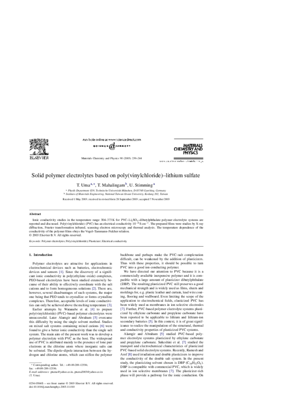 (PDF) Solid polymer electrolytes based on poly(vinylchloride)–lithium ...