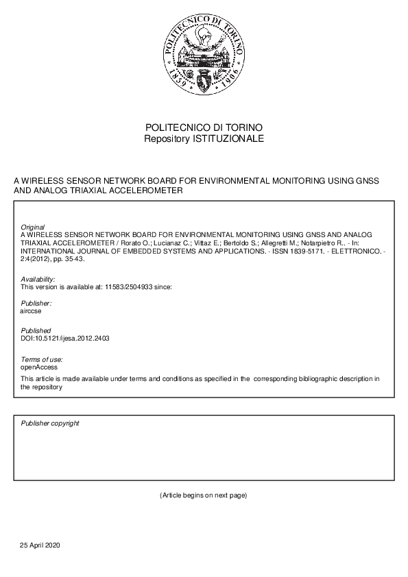 (PDF) A Wireless Sensor Network Board for Environmental Monitoring