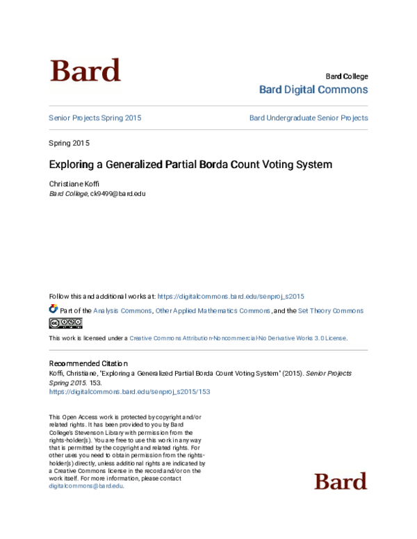 (PDF) Exploring a Generalized Partial Borda Count Voting System