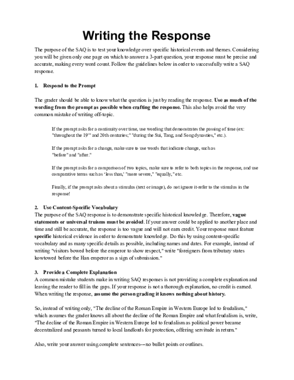 (PDF) Writing in Response