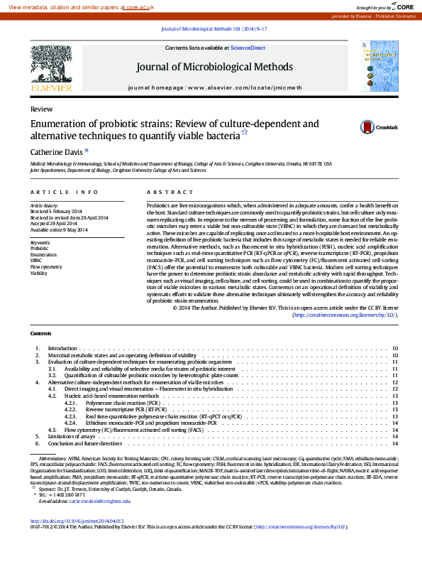 (PDF) Enumeration of Probiotic Strains: Review of Culture-Dependent and ...
