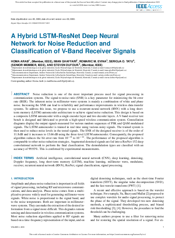 (PDF) A Hybrid LSTM-ResNet Deep Neural Network for Noise Reduction and ...