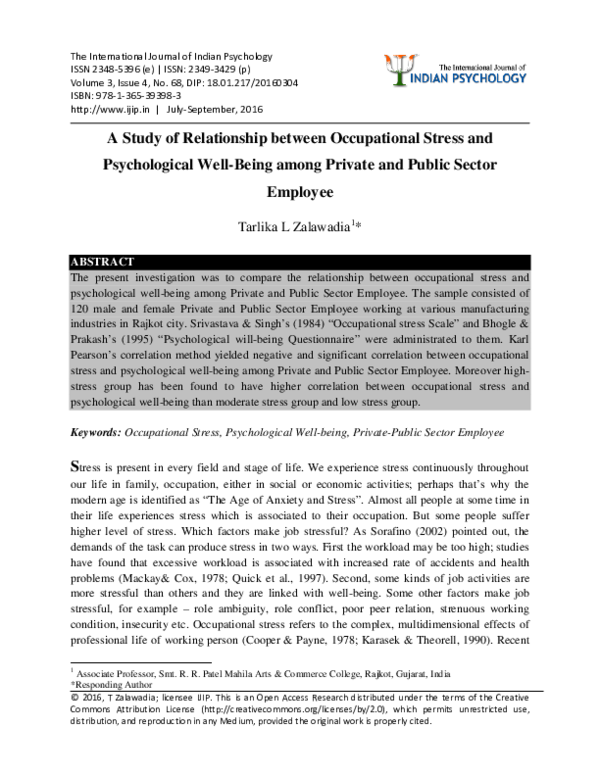 (PDF) Study of relationship between occupational stress and job ...