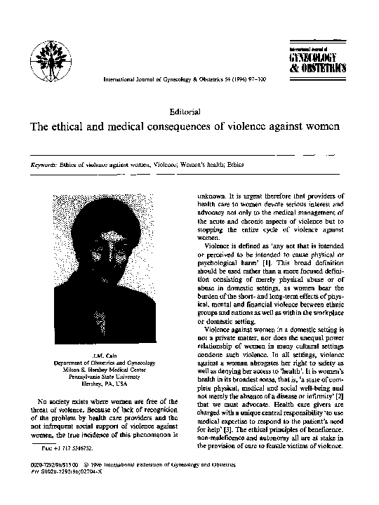 (PDF) The ethical and medical consequences of violence against women