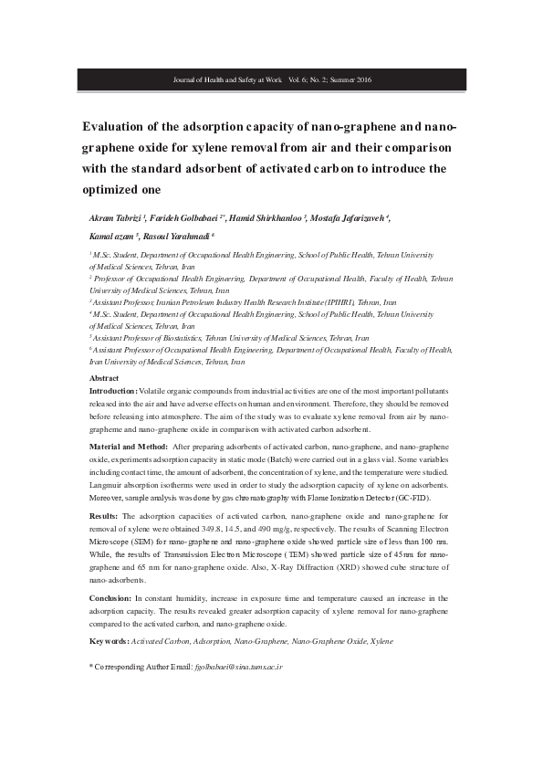 (PDF) Evaluation of the adsorption capacity of nanographene and nano
