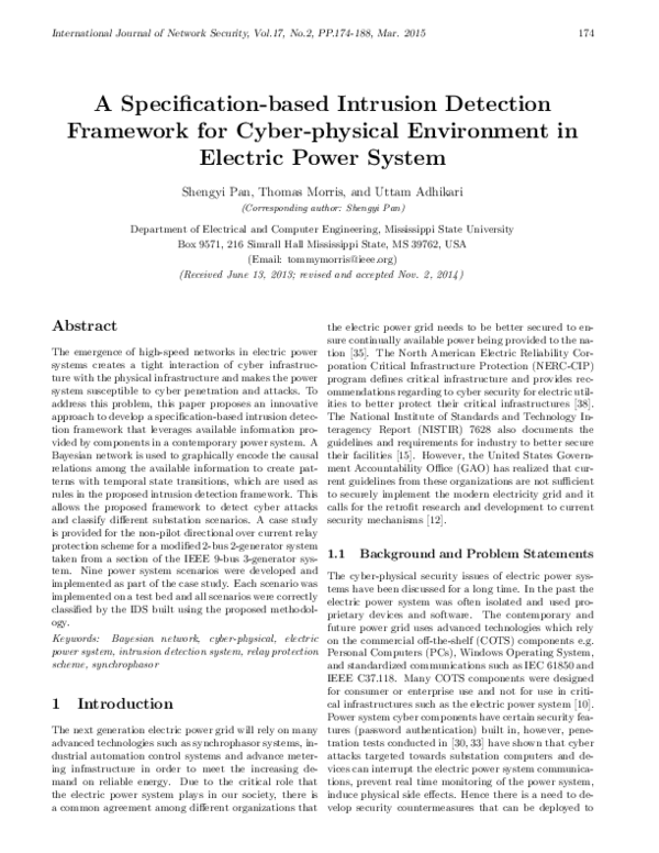 (PDF) A Specification-based Intrusion Detection Framework for Cyber ...