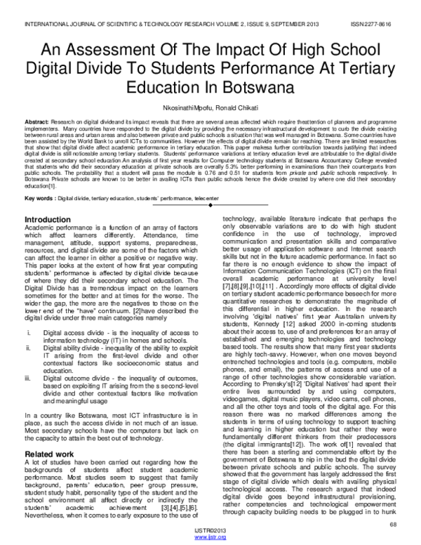 (PDF) An Assessment Of The Impact Of High School Digital Divide To ...