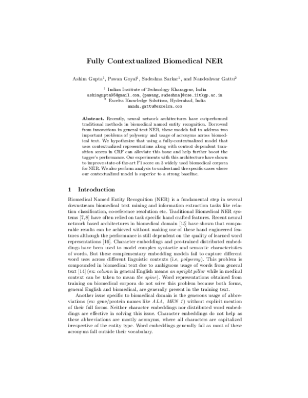 (PDF) Fully Contextualized Biomedical NER